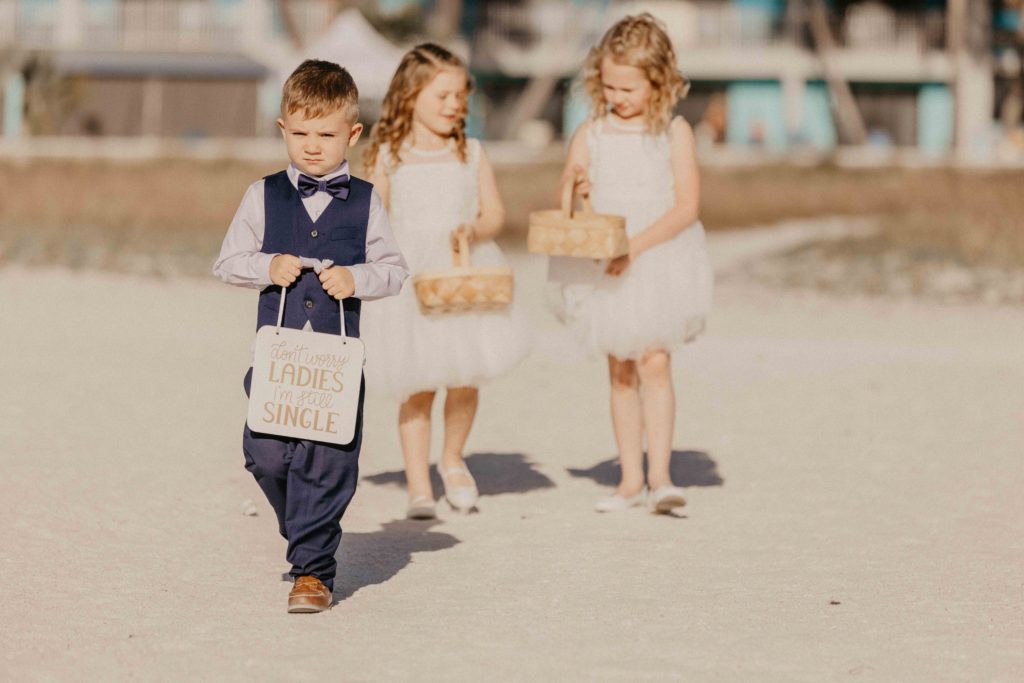 ring bearer and flower girls beach wedding photography